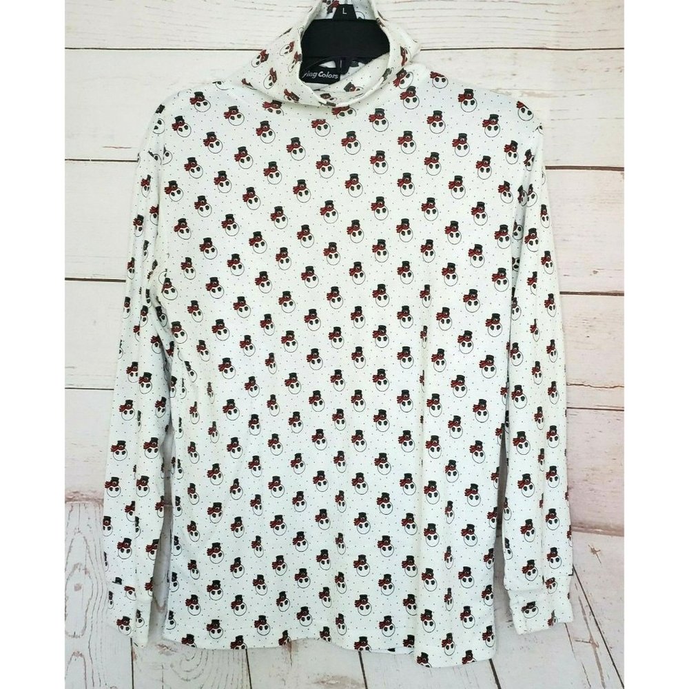 Vintage Flying Colors Medium Snowman Graphics Turtleneck Shirt